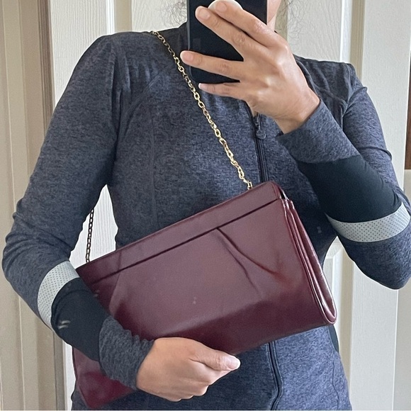 Frenchy Of California Vintage Burgundy Shoulder Bag leather Medium Size - Picture 2 of 16